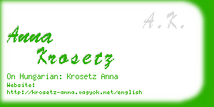 anna krosetz business card